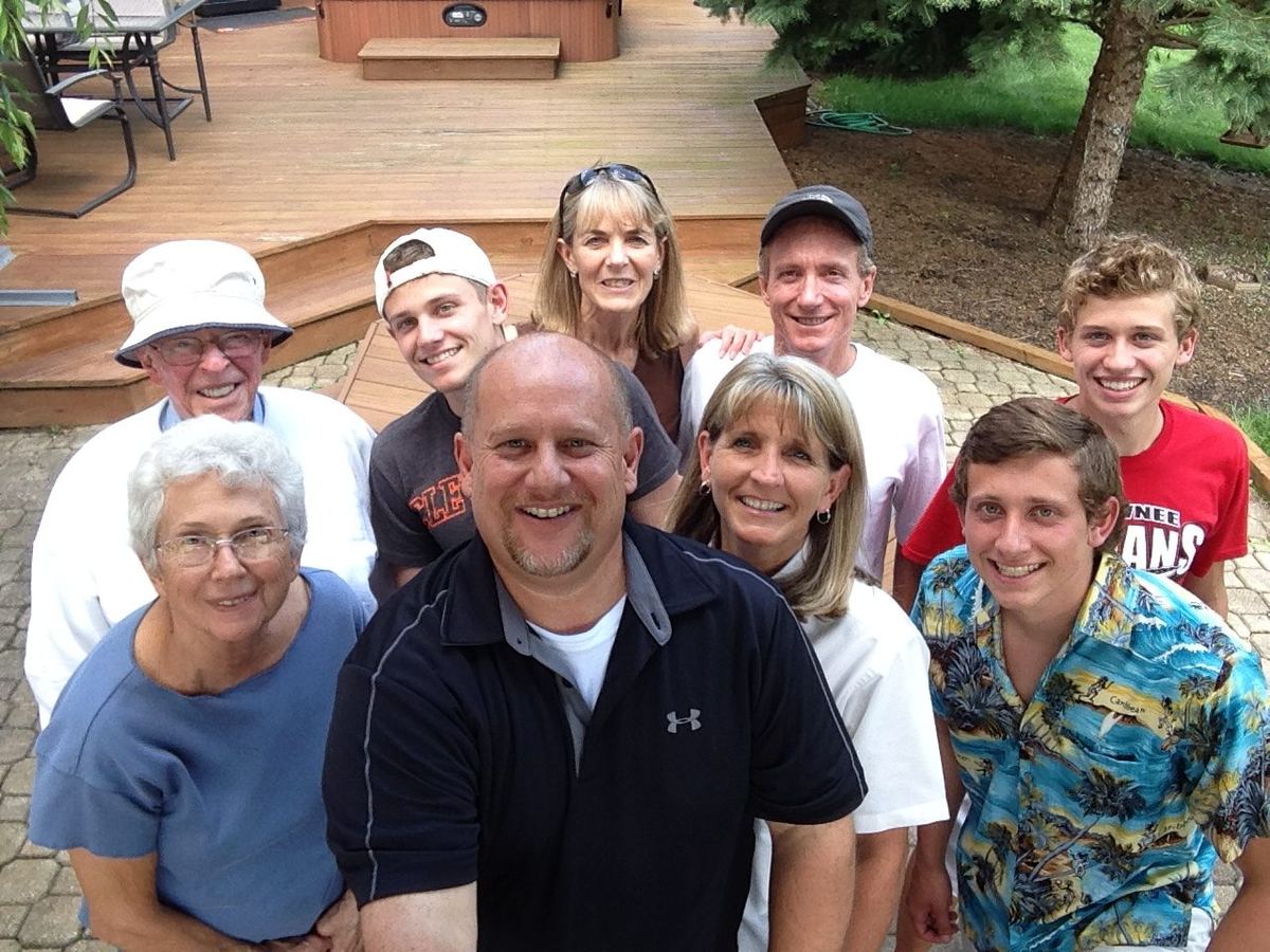 The Jones family on a deck, Jack Jones among them.